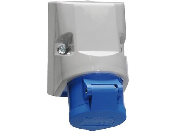 BALS CEE VägguttagH9 230V 16A 4-polig blå bredd 75x100 mm, topp M20 botten M20, Quick Connect®IP44, polyamid