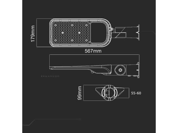 V-TAC SAMSUNG CHIP säädettävä LED-katuvalo 100W 120Lm/W VT-139ST 6500K 11000lm 100W 120Lm/W VT-139ST 6500K 11000lm