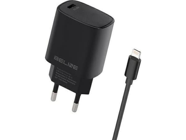 Beline lader Beline Ład. Nettverk. 1x USB-C 20W + lynkabel svart/svart PD 3.0 BLNCB20L