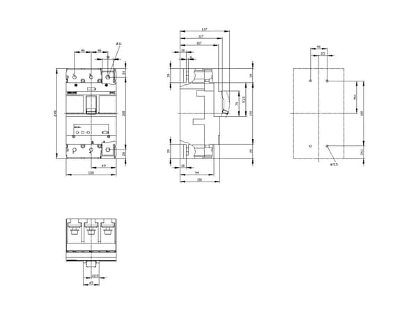 Siemens 3VA2463-5HL32-0AA0 Effektafbryder 1 stk Indstillingsområde (strøm): 252 - 630 A Koblingsspænding (max.): 690 V/AC (B x H x T) 138 x 248 x 110