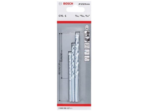 Bosch Accessories CYL-1 2608590127 Sten-spiralbor-sæt 3 dele 5 mm, 6 mm, 8 mm 1 Set