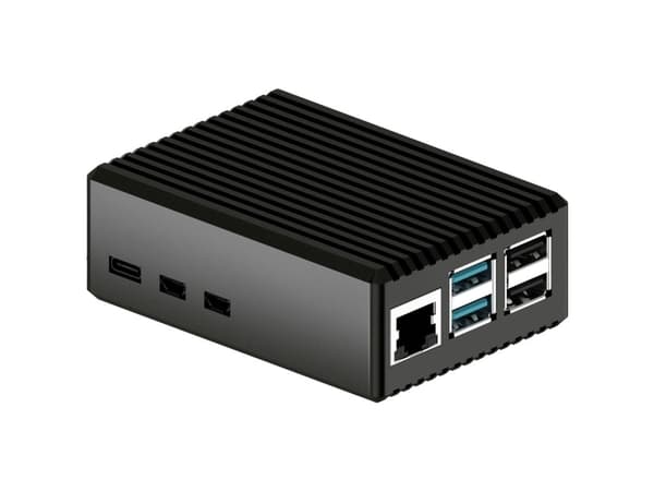 Raspberry Pi RB-ALUCASEP5-08, Ask, Raspberry Pi 5, Raspberry Pi, Svart, Gjuten aluminium, 91 mm
