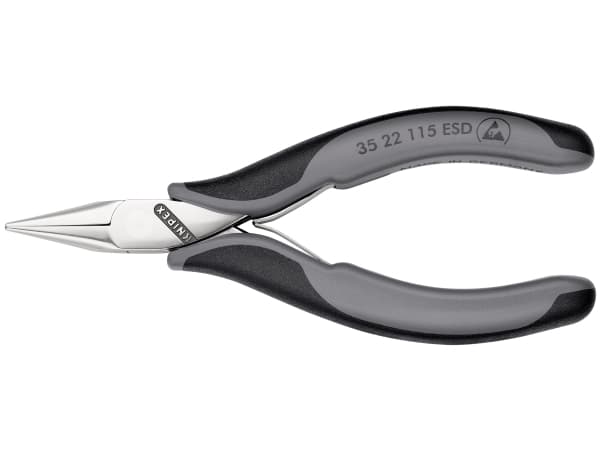 Knipex KP-3522115ESD, 1,1 cm, 2,25 cm, 7 mm, Kromvanadinstål, Plast, Svart, Grå