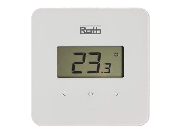 Roth Touchline Standard hvid rumtermostatTrådløs. Med stort display. Temperaturenindstilles nemt med de to touchknapper