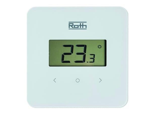 Roth Touchline Standard hvid rumtermostatTrådløs. Med stort display. Temperaturenindstilles nemt med de to touchknapper
