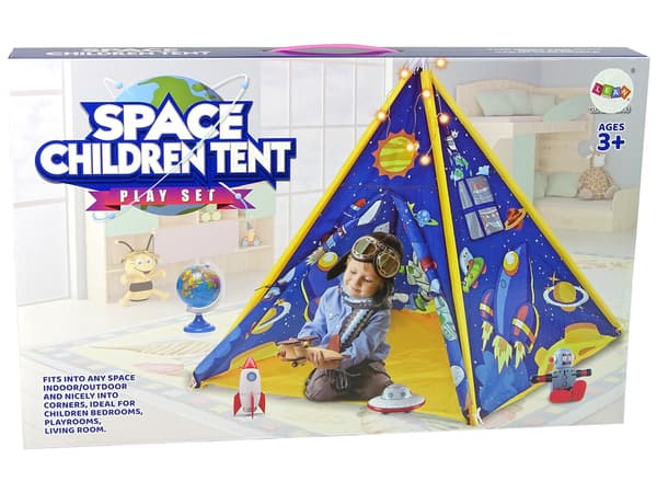 Tent for Kids Lighting Effects Space Rockets Stars Blue