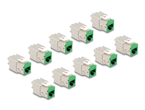 Delock - Keystone modul - RJ-45 (hona) till LSA (hona) - STP - CAT 6a - grön (paket om 10)