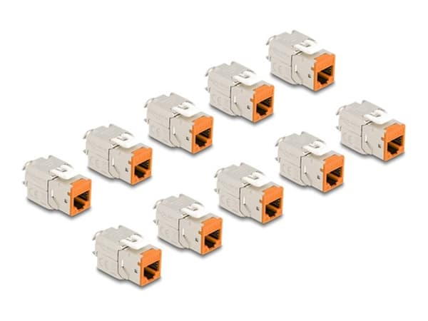 Delock - Keystone modul - RJ-45 (hona) till LSA (hona) - STP - CAT 6a - orange (paket om 10)