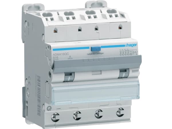HAGER ADM416QC FI-LS 4P 6kA B-16A 30mA tyyppi A QC/QB (ADM416QC)