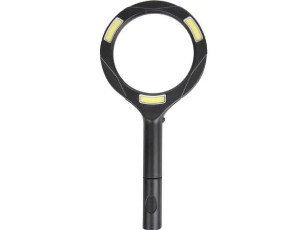 IWH forstørrelsesglass med COB LED-belysning, svart plasthus, håndforstørrelsesglass med LED-lys, COB-teknologi, - 1 stk (770665)