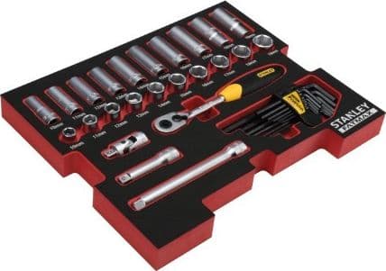 Stanley FATMAX TSTAK, Hylssats, 3/8", Metrisk, 20 huvuden, 10,11,12,13,14,15,16,17,18,19 mm