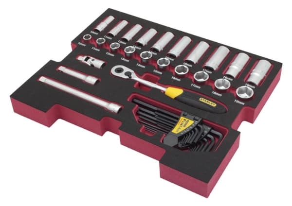 Stanley FATMAX TSTAK, Støpselsett, 3/8", Metrisk, 20 hoder, 10,11,12,13,14,15,16,17,18,19 mm