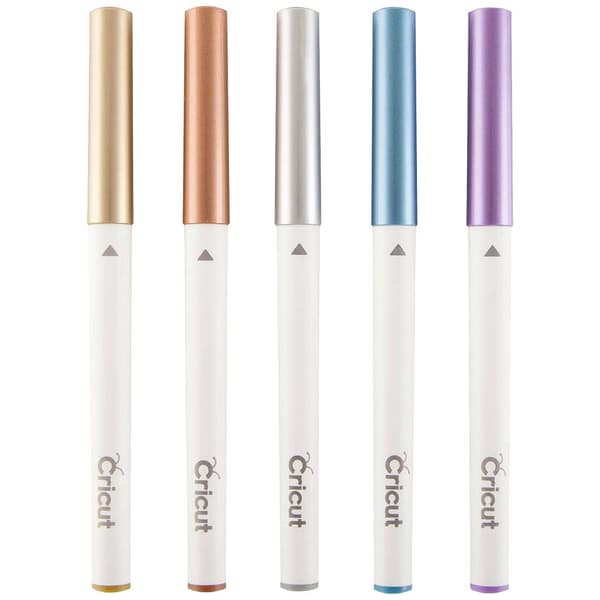 Cricut Explore/Maker Medium Point 5-Pack Stiftsats Metallic, Guld, Koppar, Silver, Blå, Lila