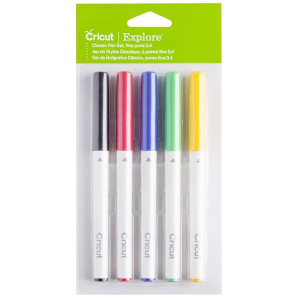 Cricut Explore/Maker Fine Point 5-Pack Classics Stiftsats Svart, Röd, Blå, Grön, Gul