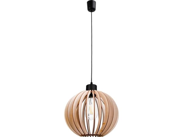Orno PALLA 270 hengelampe, maks effekt. 1x60W, E27, sort, rund lampeskjerm, tre