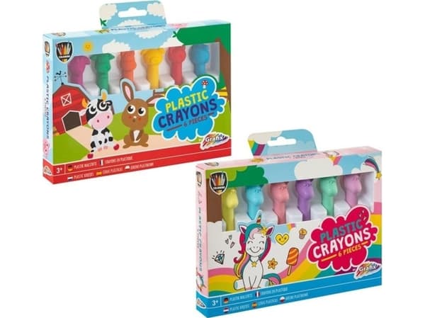 Plastkritor 6 färger mix