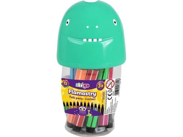 Jumbo Dinosaur Markers 12 farger STRIGO