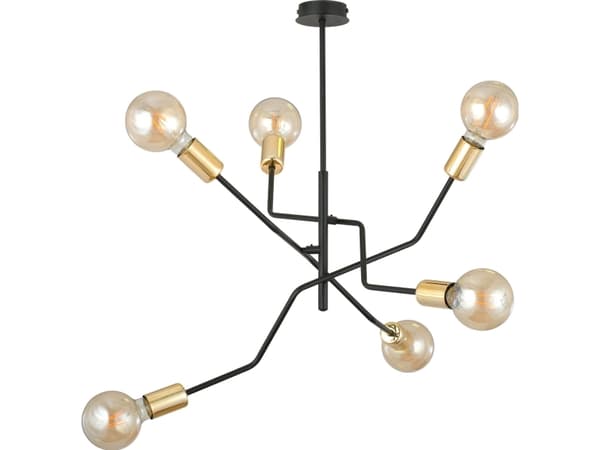 Orno GIRO hengelampe, maks effekt 6x60W, E27, sort og gull