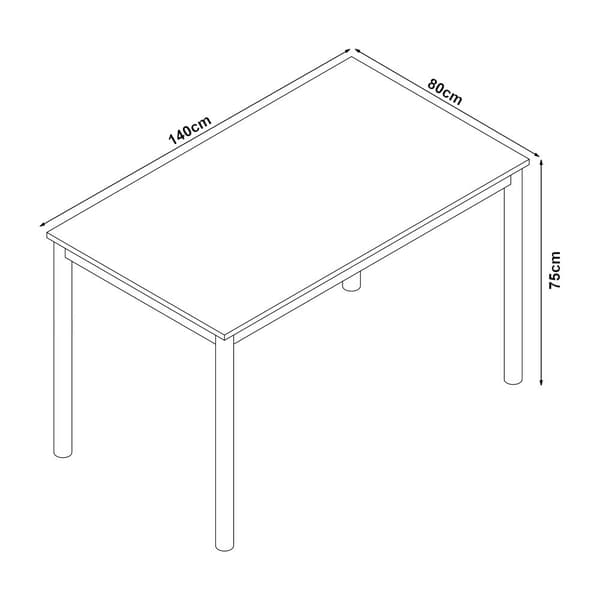 Matbord Lindesberg 140x80x75 cm fyrkantig grå [en.casa]