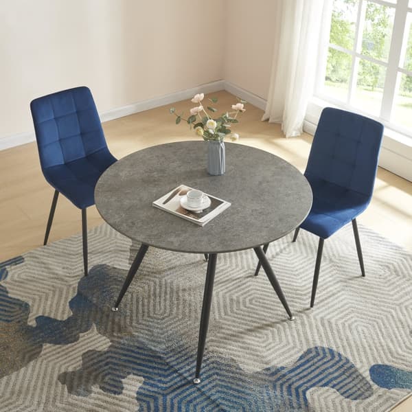 Matbord Fitjar Ø100x75 cm betongimitation rund [en.casa]
