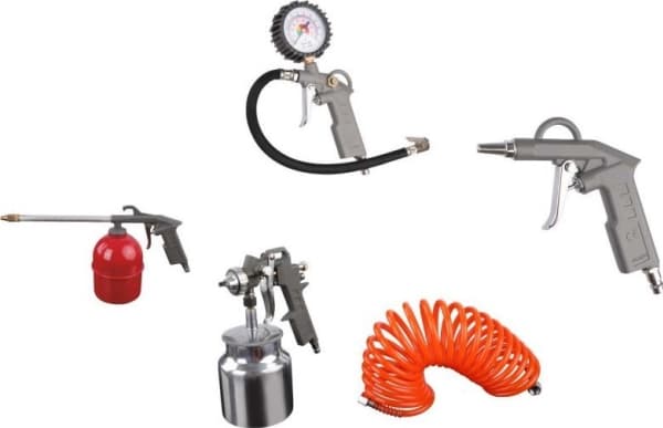 Zipper ZI-COMZUB5, Tilbehørssett til luftkompressor, Zipper, 5 stykker, 5 m, Suge sprøyte-pistol, 1,8 kg