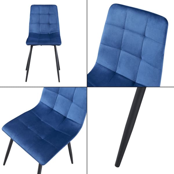 Stol Lexnitz set om 2 sammet mörkblå 89x44x45 cm [en.casa]