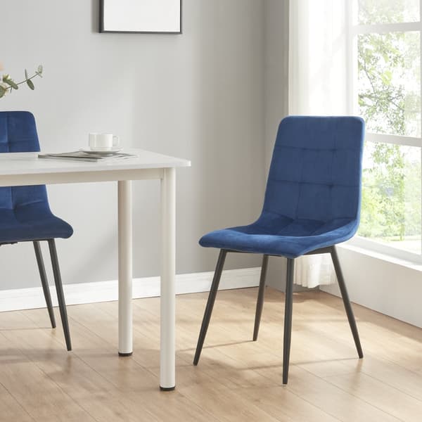 Stol Lexnitz set om 2 sammet mörkblå 89x44x45 cm [en.casa]