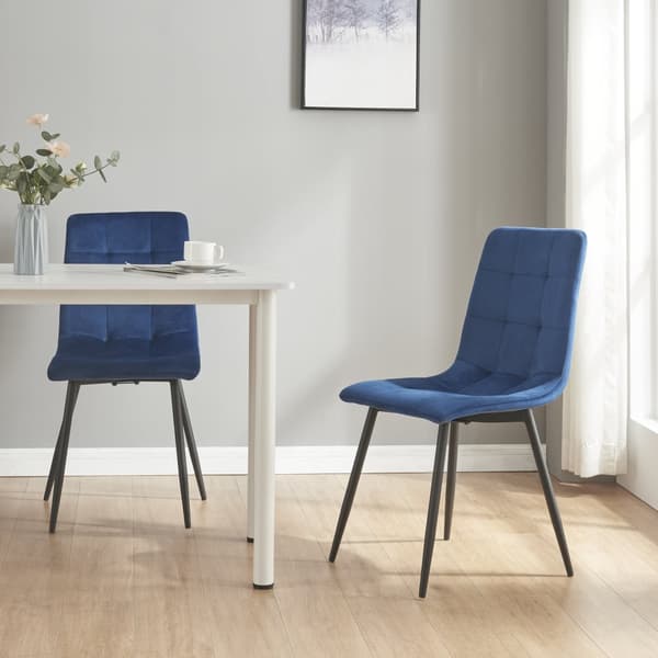 Stol Lexnitz set om 2 sammet mörkblå 89x44x45 cm [en.casa]