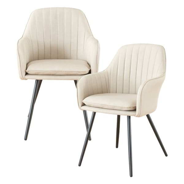 Stol Kannonkoski set om 2 textil beige 86x57x59 cm [en.casa]