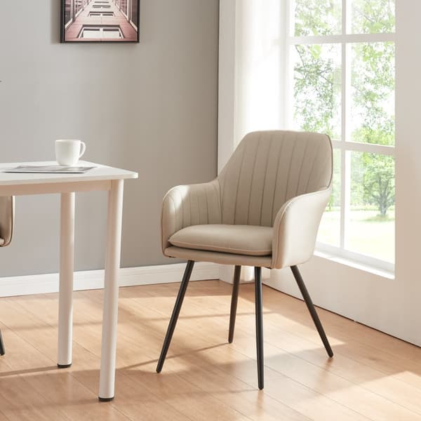 Stol Kannonkoski set om 2 textil beige 86x57x59 cm [en.casa]