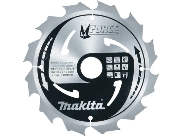 Makita M-Force - Cirkelsågblad - för trä - 190 mm - 12 tänder - för Makita HS7601, HS7601J, HS7611, HS7611J