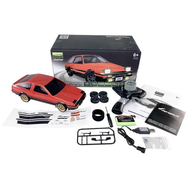 Amewi 1:18 RC modellbil Elektrisk Gatumodell AE86 Sprinter Trueno Scale Drift Röd Borst motor Bakhjulsdrift (2WD) RtR 2