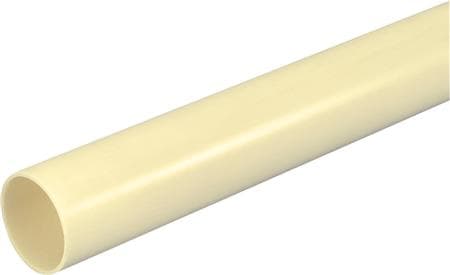 Plastrør stiv, PVC 20 mm (3/4) gul/hvid 4 meter. De tåler en trykbelastning på 750N.