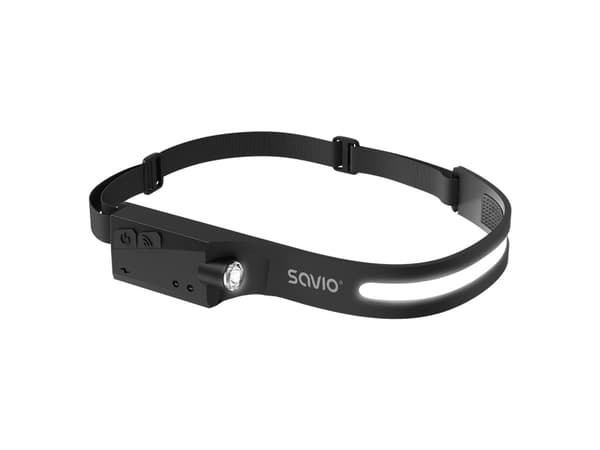 Savio Headlamp LED-otsalamppu liiketunnistimella, USB-C, 350 lm, kantama 80m, FL-02 musta