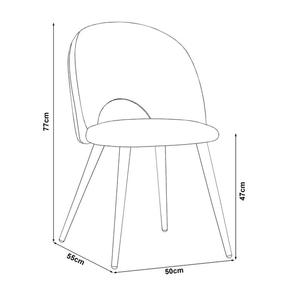 Stol Karijoki set om 2 sammet beige 77x50x55 cm [en.casa]