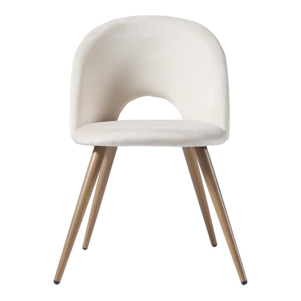 Stol Karijoki set om 2 sammet beige 77x50x55 cm [en.casa]