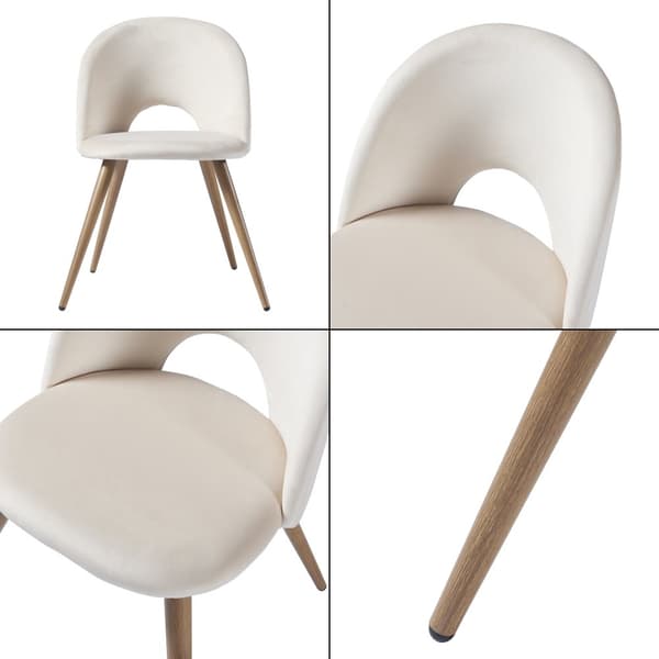 Stol Karijoki set om 2 sammet beige 77x50x55 cm [en.casa]