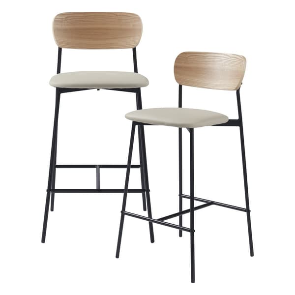 Barstol Jyväskylä set om 2 beige 89x40x45 cm [en.casa]