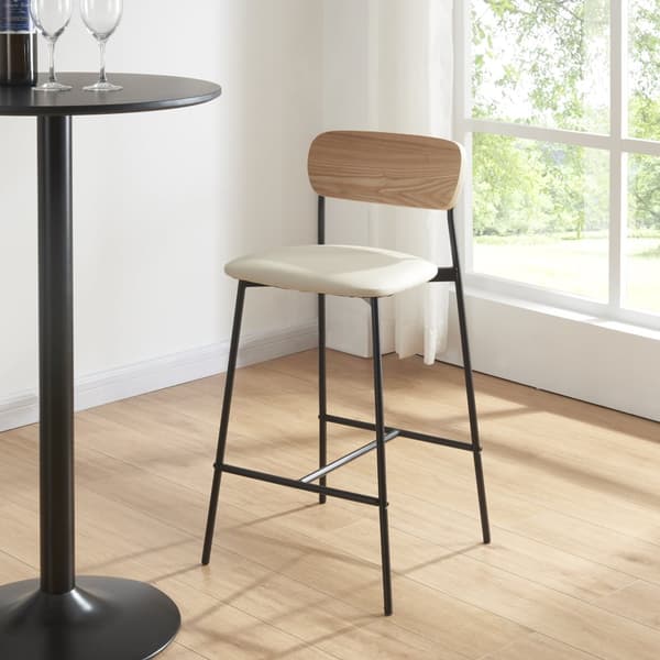 Barstol Jyväskylä set om 2 beige 89x40x45 cm [en.casa]