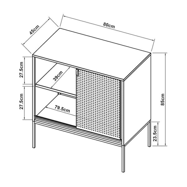 Sidobord Eidsvoll 85x80x45 cm stål räfflat glas grön [en.casa]