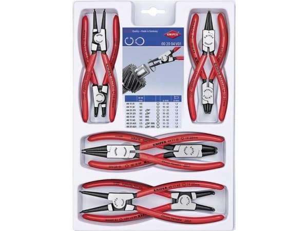 Knipex 00 20 04 V01 Seeger ringtång-slt Lämplig för ytter- och innerringar 19-60 mm, 12-25 mm 10-25 mm, 19-60 mm Spetsig form rak, vinklad 90°