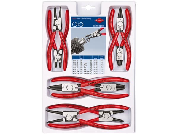 Knipex 00 20 04 V01 Seeger ringtång-slt Lämplig för ytter- och innerringar 19-60 mm, 12-25 mm 10-25 mm, 19-60 mm Spetsig form rak, vinklad 90°