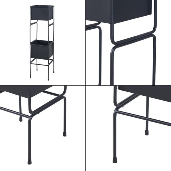 Växtställ Sveio piedestal 75,5x20x20 cm metall svart [en.casa]