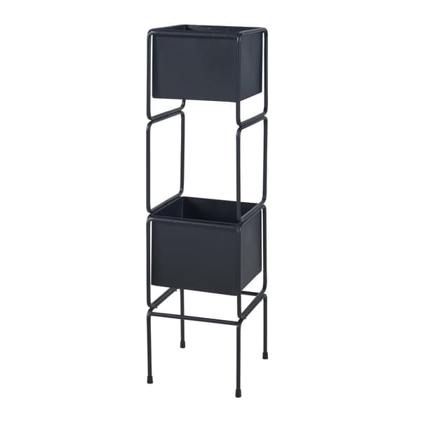 Växtställ Sveio piedestal 75,5x20x20 cm metall svart [en.casa]