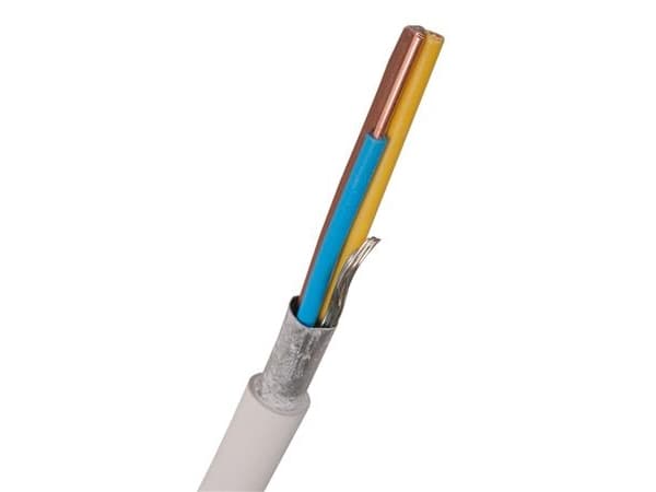 NEXANS Installationskabel, skärmad halogenfri 3G1,5 mm² EQLQ EASY vit , kabeldiameter 8,5 mm - (50 meter)
