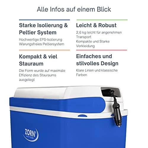 ZORN Z24 12V køleboks termoelektrisk 12 V blå-hvid 20 l (770001)