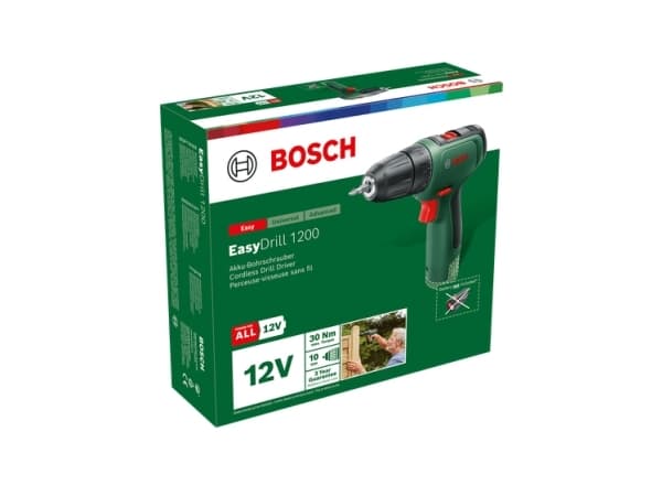 Bosch EasyDrill 1200, Boremaskin med pistolgrep, Nøkkelløs, Børsteløs, 1 cm, 1500 RPM, 2 cm