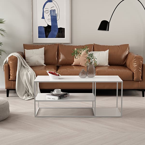 Soffbord Solund 120x50x50 cm stål vit [en.casa]