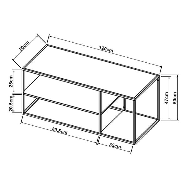 Soffbord Solund 120x50x50 cm stål svart [en.casa]