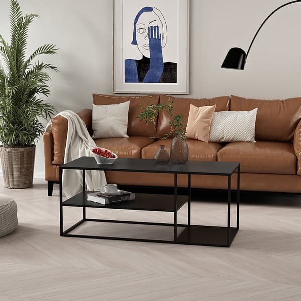 Soffbord Solund 120x50x50 cm stål svart [en.casa]